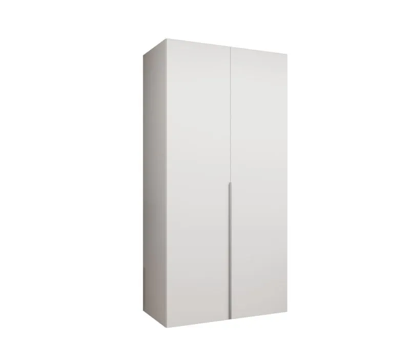 Kleiderschrank 1 Meter breit Eiger 04, Farbe: Weiß, Soft-Close-Funktion, Drehtürenschrank, Griffe: Kaschmir, ein Fach, eine Kleiderstange, für Schlafzimmer