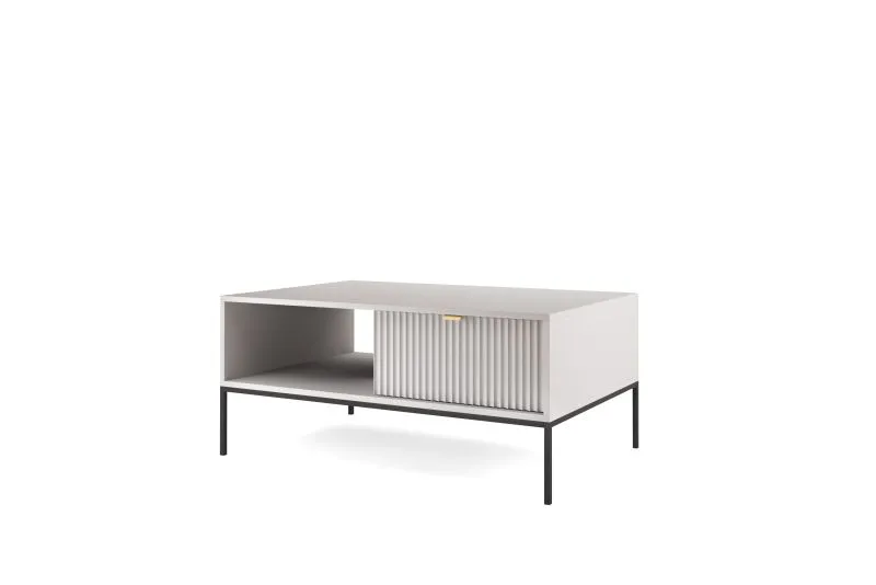 Moderner Couchtisch Worthing 54, Farbe: Grau / Schwarz / Gold - Abmessungen: 46 x 104 x 68 cm (H x B x T)