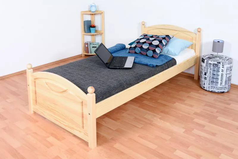 Einzelbett / Gästebett Kiefer massiv Vollholz natur 82, inkl. Lattenrost - 90 x 200 cm (B x L)