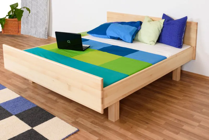 Doppelbett / Gästebett Buche massiv Vollholz natur 116, inkl. Lattenrost - Liegefläche: 160 x 200 cm (B x L)