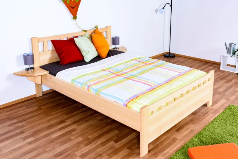 Einzelbett / Gästebett Buche massiv Vollholz natur 108, inkl. Lattenrost - 140 x 200 cm