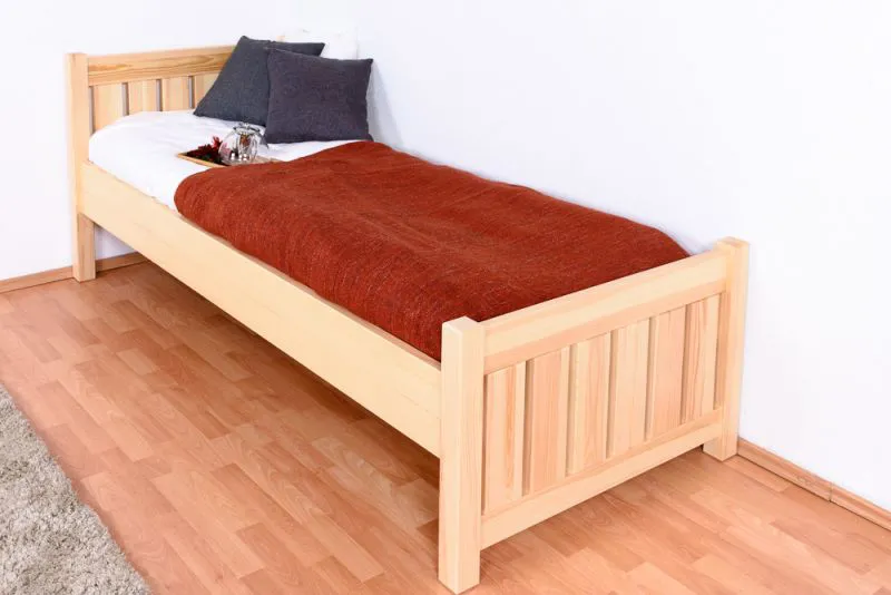 Einzelbett / Gästebett Kiefer massiv Vollholz natur 66, inkl. Lattenrost - 80 x 200 cm