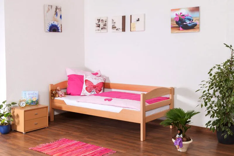 Kinderzimmer-Bett 90 x 190 cm | Massivholz: Buche | Natur Lackiert Abbildung