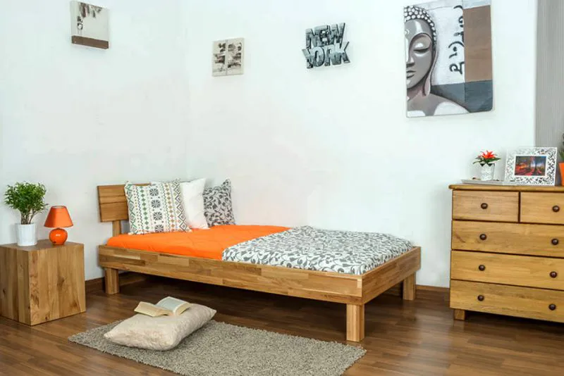 Eiche-Bett massiv | 90 x 200 cm | Eiche | Geölt Abbildung