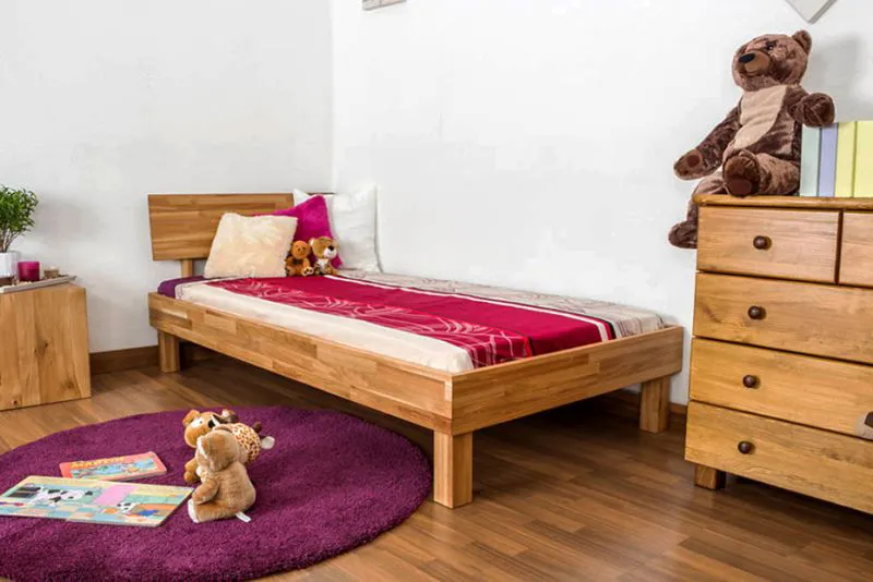 Eiche-Bett massiv | 100 x 200 cm | Eiche | Geölt Abbildung