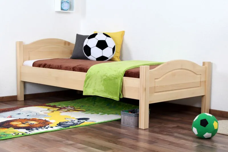 Kinderbett 90 x 200 cm | Massivholz: Buche | Natur Lackiert Abbildung