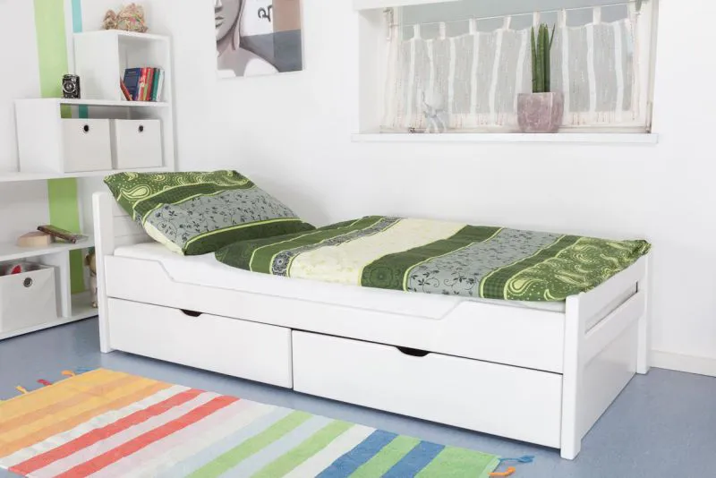 Buche Stauraumbett 90 x 200 cm Weiß Abbildung