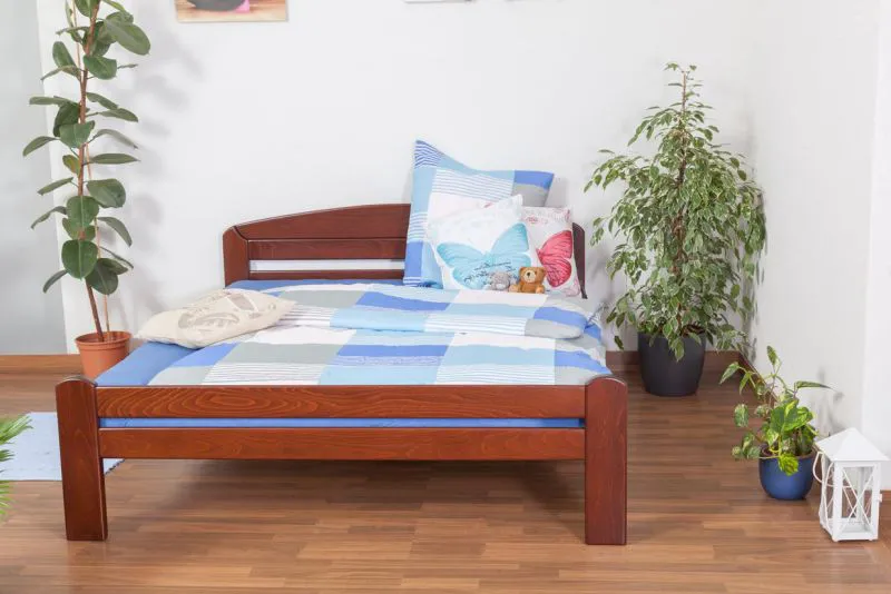 Bett 160 x 200 cm Buche Dunkelbraun mit Lattenrost Abbildung