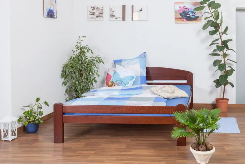 Bett Buche massiv 160 x 200 cm Dunkelbraun Abbildung