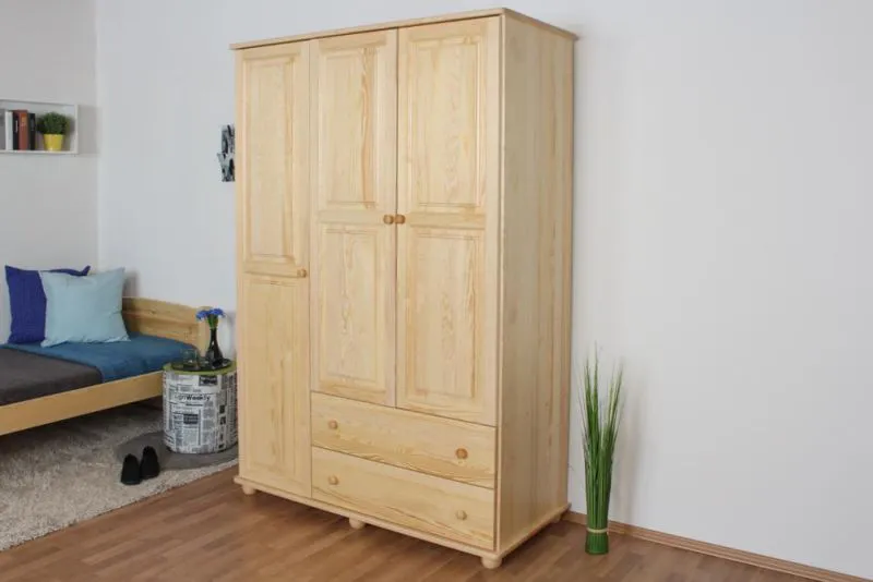 Kleiderschrank Kiefer Massivholz natur - Abmessung: 195 x 135 x 59 cm (H x B x T) Abbildung
