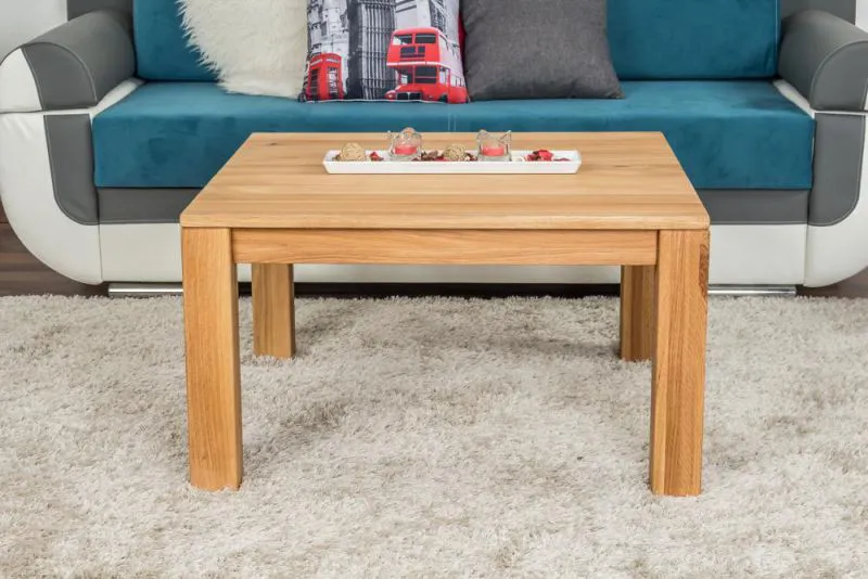 Couchtisch Eiche Massivholz Farbe: Natur 45x80x80 cm Wohnzimmermöbel Wohnzimmereinrichtung Abbildung