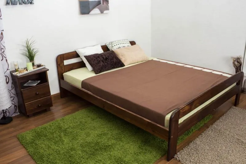 Bettgestell Kiefer 160 x 200 cm Nuss Abbildung