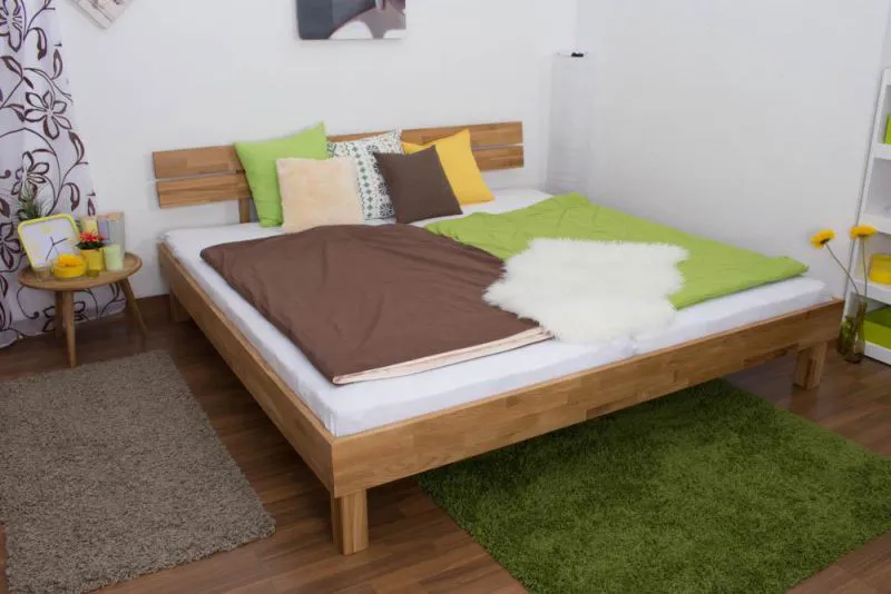 Bett 200 x 200 cm Eiche massiv geölt Abbildung