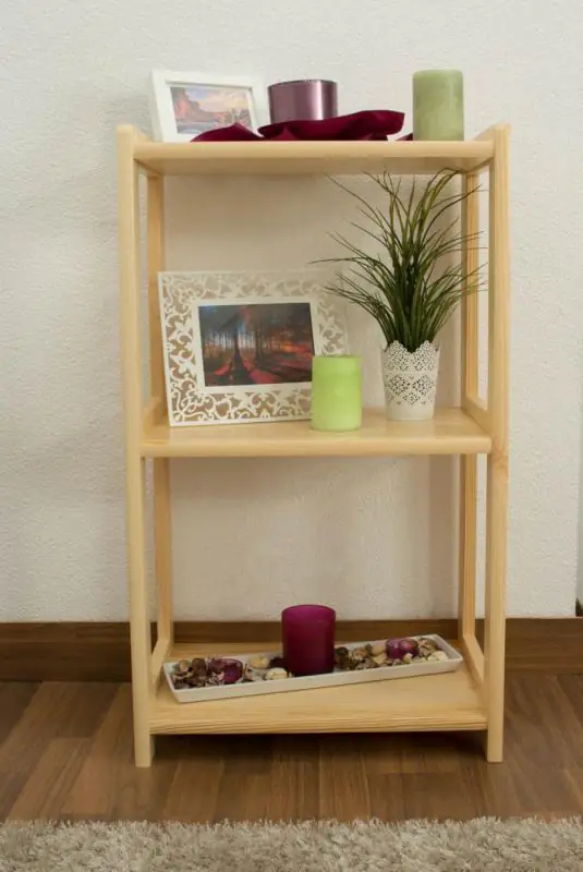 Regal, Küchenregal, Wohnzimmerregal, Bücherregal - 50 cm breit, Kiefer Holz-Massiv, Farbe: Natur Abbildung