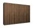 Kleiderschrank / Drehtürenschrank | Farbe: Walnuss | sechs Türen | vier Kleiderstangen | 3 Meter breit | vier Fächer | Griffe: Schwarz | Soft-Close-Funktion