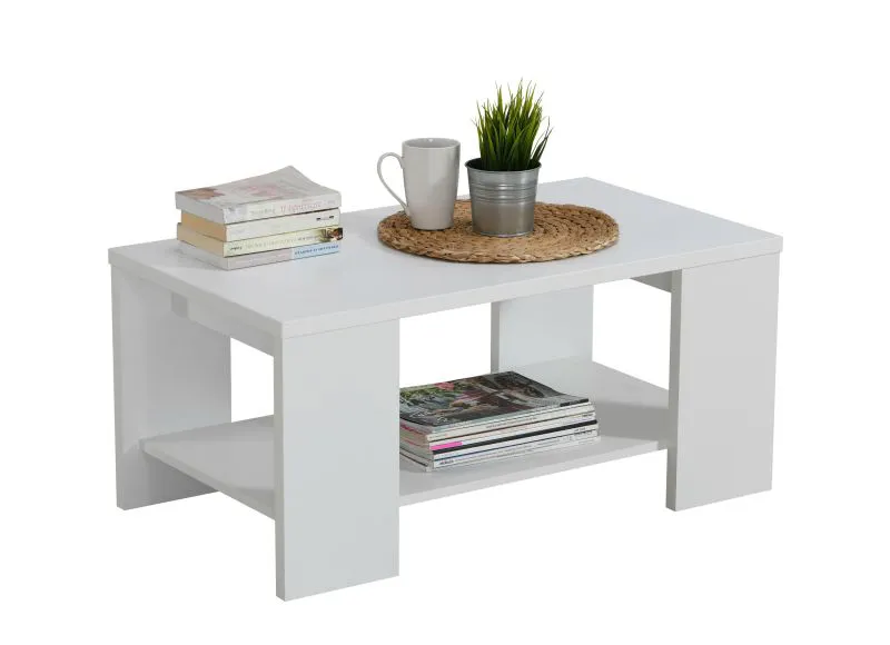Neutraler Couchtisch Lazarevac 02, eine Ablagefläche, Farbe: Weiß, für Wohnzimmer, ABS, Maße: 41,5 x 90,5 x 50,5 cm, modernes und einfaches Design