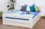 Einzelbett / Stauraumbett "Easy Premium Line" K6 inkl. 2 Schubladen und 1 Abdeckblende 140 x 200 cm Buche Vollholz massiv weiß lackiert