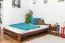 Kinderbett / Jugendbett Kiefer Vollholz massiv Nussfarben A9, inkl. Lattenrost  - Abmessung 140 x 200 cm