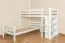 Etagenbett / Spielbett Phillip Buche massiv weiß lackiert mit Regal, inkl. Rollrost - 90 x 200 cm, teilbar