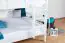 Etagenbett 140 x 190 cm für Erwachsene "Easy Premium Line" K24/n, Kopf- und Fußteil gerade, Buche Massivholz weiß lackiert, teilbar