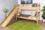Etagenbett mit Rutsche 90 x 200 cm, Buche Massivholz Natur lackiert, teilbar in zwei Einzelbetten, "Easy Premium Line" K26/n