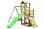 Spielturm 21A inkl. Wellenrutsche, Kletterwand, Sandkasten und Doppelschaukel-Anbau mit 1 Nestschaukel und 1 roten Schaukelsitz - Abmessungen: 405 x 360 cm (B x T)
