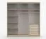 Kleiderschrank / Schiebetürenschrank | Weiß / Sonoma Eiche | Sredna 06 | mit Spiegel | 2 Türen | 7 Fächer | 3 Schubladen | 218 x 203 x 61 cm