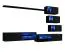 Schlichte Wohnwand Volleberg 50, Farbe: Schwarz - Abmessungen: 150 x 250 x 40 cm (H x B x T), mit blauer LED-Beleuchtung
