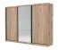 Schiebetürenschrank / Kleiderschrank | 11 Fächer | Eiche Canella | 1 Kleiderstange | 1 Spiegeltür | 240 x 49 x 215 cm | 9 Einlegeböden