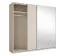 Kleiderschrank |  1 Kleiderstange | 6 Fächer |  221 x 60 x 207 cm | Metallgriffe | mit Spiegel | Kaschmir | Soft-Close-System | Igoumenitsa 03 | 2 Schiebetüren