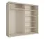 Kleiderschrank |  1 Kleiderstange | 6 Fächer |  221 x 60 x 207 cm | Metallgriffe | mit Spiegel | Kaschmir | Soft-Close-System | Igoumenitsa 03 | 2 Schiebetüren