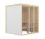 Indoor-Sauna Ruhetraum 02 | 183 x 154 cm | Elementsauna | Höhe 201 cm | Glastür aus gehärtetem Sicherheitsglas | Fensterelemente mit 2-fach-Verglasung | inkl. Banksystem