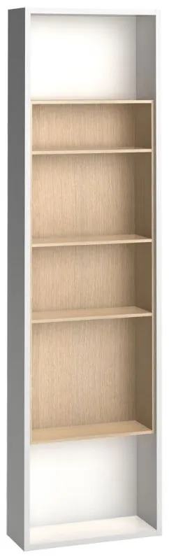 Regal Minnea 12, Farbe: Weiß / Eiche - Abmessungen: 240 x 57 x 22 cm (H x B x T)