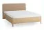 Doppelbett | 160 x 200 cm | Eiche massiv | Farbe: Eiche / Taupe | dezent abgerundete Form | inkl. Lift up Lattenrost | weich gepolsterte Kopfstütze