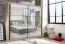 Spiegelschiebetürenschrank / Kleiderschrank mit einer Kleiderstange Panevo 04, Farbe: Eiche Grau, sechs Fächer, einfaches und modernes Design, Maße: 215,5 x 213 x 60 cm