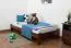 Kinderbett / Jugendbett Kiefer Vollholz massiv Nussfarben A10, inkl. Lattenrost - Abmessung 90 x 200 cm