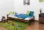 Kinderbett / Jugendbett Kiefer Vollholz massiv Nussfarben A14, inkl. Lattenrost - Abmessung 90 x 200 cm