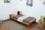 Einzelbett / Gästebett Kiefer Vollholz massiv Eichefarben A14, inkl. Lattenrost - Abmessung 90 x 200 cm