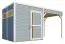 Steiner Shopping Gartenhaus Basel 02 mit Anbaudach inkl. Fußboden, Hellgrau lackiert - 19 mm Elementgartenhaus, Nutzfläche: 5,10 m², Flachdach