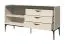 Wohnzimmer Komplett - Set A Manono | 7-teilig | Farbe: Creme | LED-Beleuchtung | Soft Close System | Metallbeine