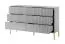 Moderne Kommode mit 6 Schubladen Worthing 64, Farbe: Grau / Gold, 91 x 154 x 39 cm, geriffelte Fronten, viel Stauraum, elegantes Design, langlebig