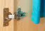 Schmaler Kleiderschrank | 1 Drehtür | 4 Schubladen | mit Kleiderstange | 80 cm breit | Massivholz | Farbe: Natur Abbildung