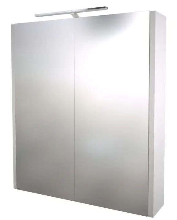 Bad - Spiegelschrank Bidar 04, Farbe: Weiß glänzend – 65 x 60 x 12 cm (H x B x T)