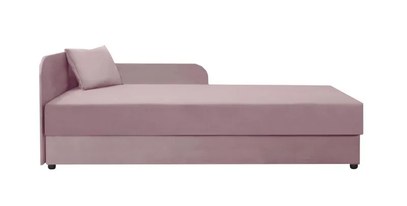 Rosa Gästebett / Tagesbett mit ausklappbaren Stauraum Lobatos 75, Kopfteil links, Bonellfederkernung, Sofa-Bett, Liegefläche: 80 x 195 cm, für Gästezimmer