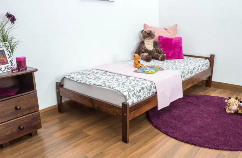 Bett Kiefer massiv 90 x 200 cm Nuss Abbildung