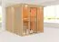 Sauna "Druna" mit bronzierter Tür, Glasfront und Kranz - Farbe: Natur - 240,5 x 248 x 202 cm (B x T x H)