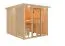Sauna "Druna" mit bronzierter Tür, Glasfront und Kranz - Farbe: Natur - 240,5 x 248 x 202 cm (B x T x H)