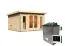 Saunahaus "Anni 2" SET A mit Ofen 9 kW, Farbe: Natur - 369 x 309 cm (B x T), Grundfläche: 9,3 m²