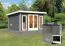 Saunahaus "Anni 2" SET B mit Ofen 9 kW, Farbe: Terragrau - 369 x 309 cm (B x T), Grundfläche: 9,3 m²