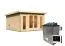 Saunahaus "Anni 3" SET A mit Ofen 9 kW, Farbe: Natur - 369 x 369 cm (B x T), Grundfläche: 13,32 m²